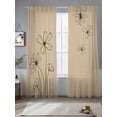 thumbnail image 2 of Black Khaki Sheer Curtains 96 Inch Length 2 Panels Set - Light Filtering Window Treatments, Spring Flora Rod Pocket Semi Curtains for Living Room/Bedroom/Kitchen Décor, 104"W x 96"L, 2 of 7
