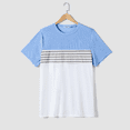 thumbnail image 2 of PatPat Family Matching Short-sleeve Striped Colorblock T-shirts Sets, Light Blue, Dad M, 2 of 6