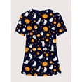 thumbnail image 2 of cimmuovere Women's Halloween Print V-Neck Multi-Pocket Scrubs Nurse Scrubs Workwear Dentist Healthcare Pet Hospital Laboratory Uniform Top, 2 of 10