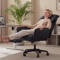 thumbnail image 7 of GOOSEA Office Chair with Swivel-Out Armrests, Criss Cross Chair with Pocket Spring Seat Cushion and Backrest, Executive Desk Chair with Ergonomic Headrest and Footrest, Black, 7 of 7