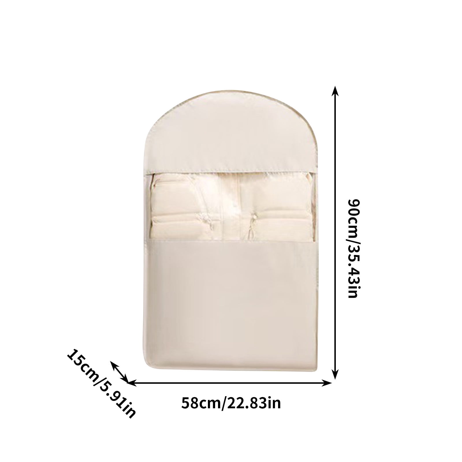 Self-Compression Hanging Garment Bag | 2-Pack Large Beige | Space-Saving Closet Organizer for Down Coats & Jackets | Waterproof & See-Through