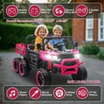 thumbnail image 4 of Arnahaishe 24V Two-seater Ride On Toys, 4WD 6X6 Electric Dump Truck with Remote Control, Music and Bluetooth for Kids 2-6, Pink, 4 of 11