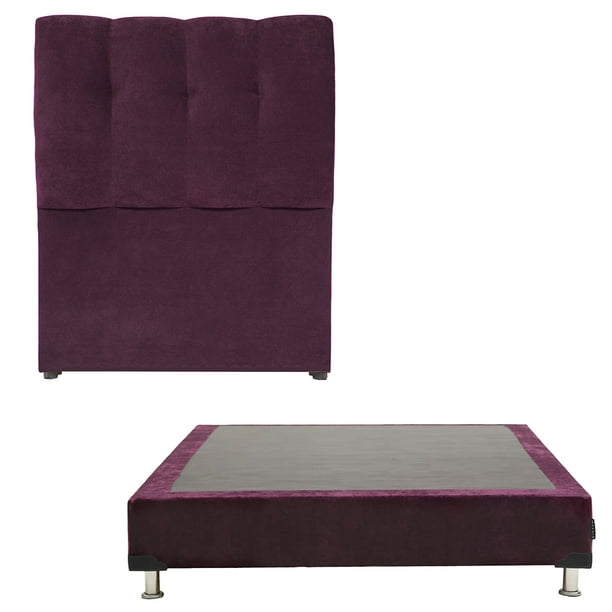 Box Base Cama Individual + Cabecera Nube Morado