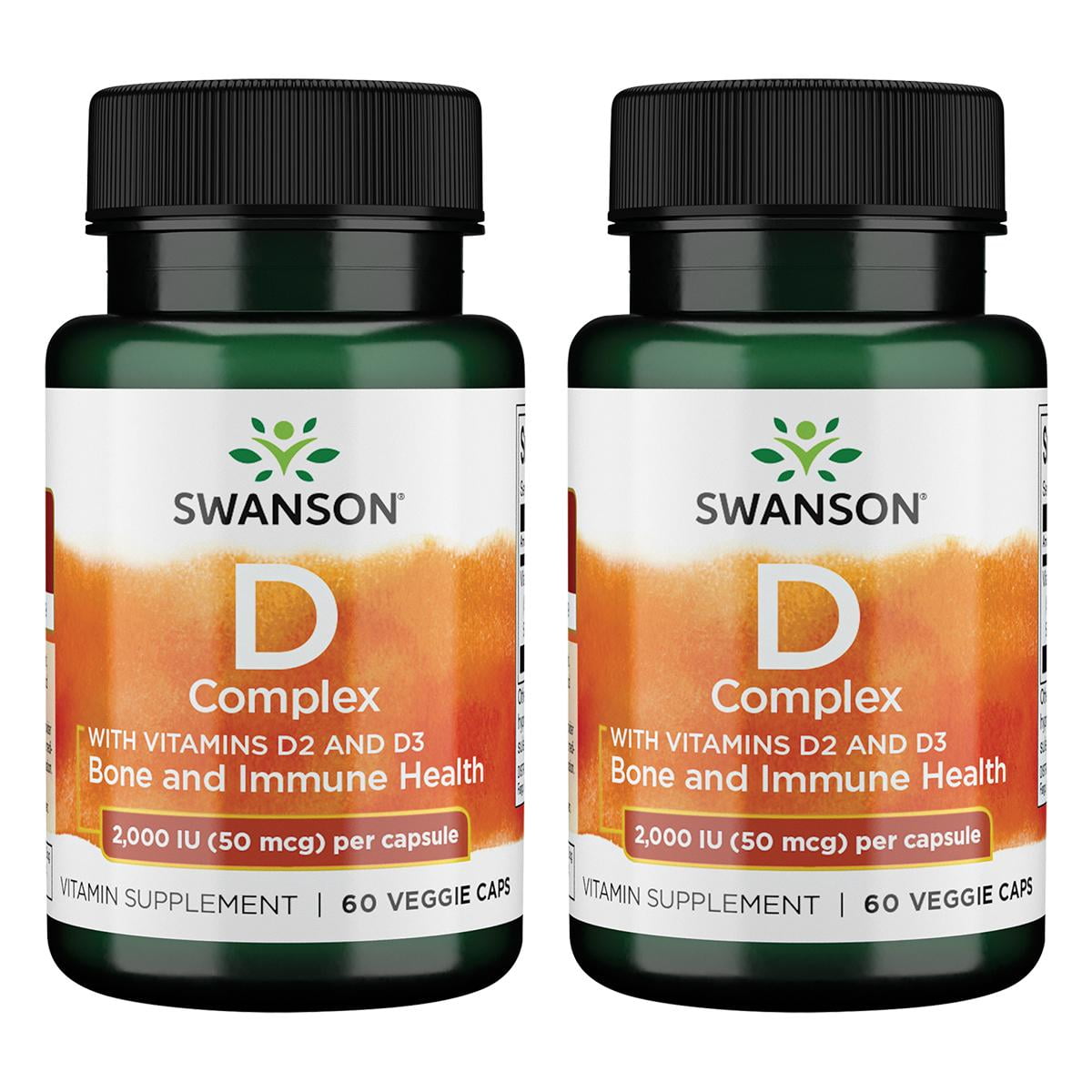 Swanson Vitamin D2 and D3 Complex 2,000 Iu (50 mcg) 60 Veg Caps 2 Pack