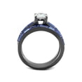 thumbnail image 3 of 2.85Ct Clear and Sea Blue Cz Gray Stainless Steel Wedding Ring Set Women's Size 8, 3 of 6