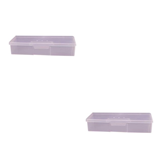 Seitruly Caja de almacenamiento transparente de plástico rectangular para decoración de uñas rosa 2piezas
