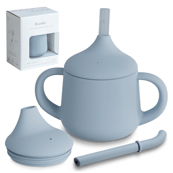 Vaso entrenador para bebé Moonkie de silicona, 120 ml, con pajita