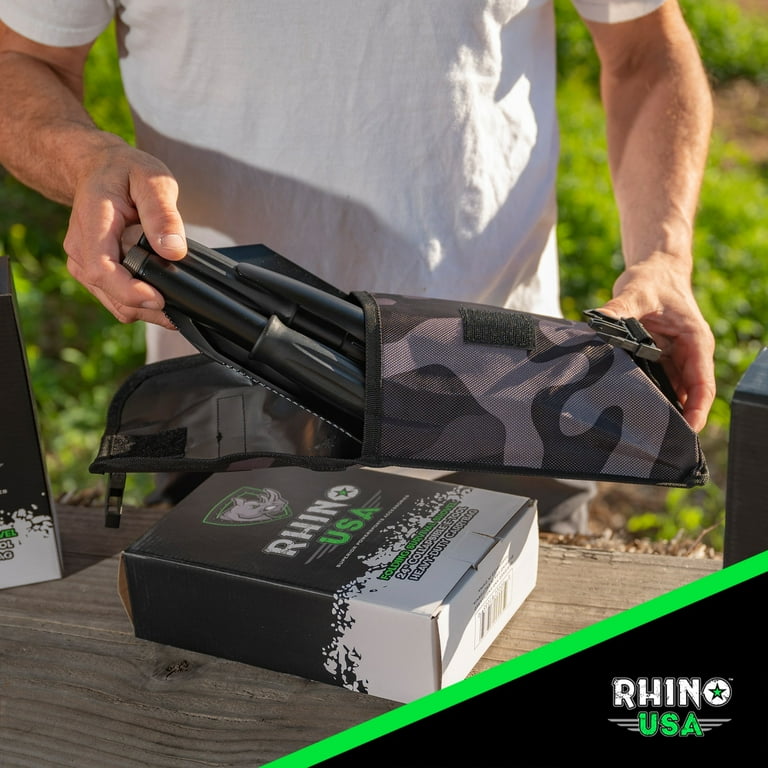 Rhino USA Survival Shovel with Pick Heavy Duty Carbon Steel Military Style Entrenching Tool
