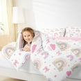 thumbnail image 4 of Manfei Flying Butterflies Bedding Comforter Set 2pcs for Preppy Child,Cartoon Rainbow Flower Twin Comforter Sets Microfiber,Dreamy Princess Breathable Bedding Set,Luxury Bedroom Decor,Reversible, 4 of 8