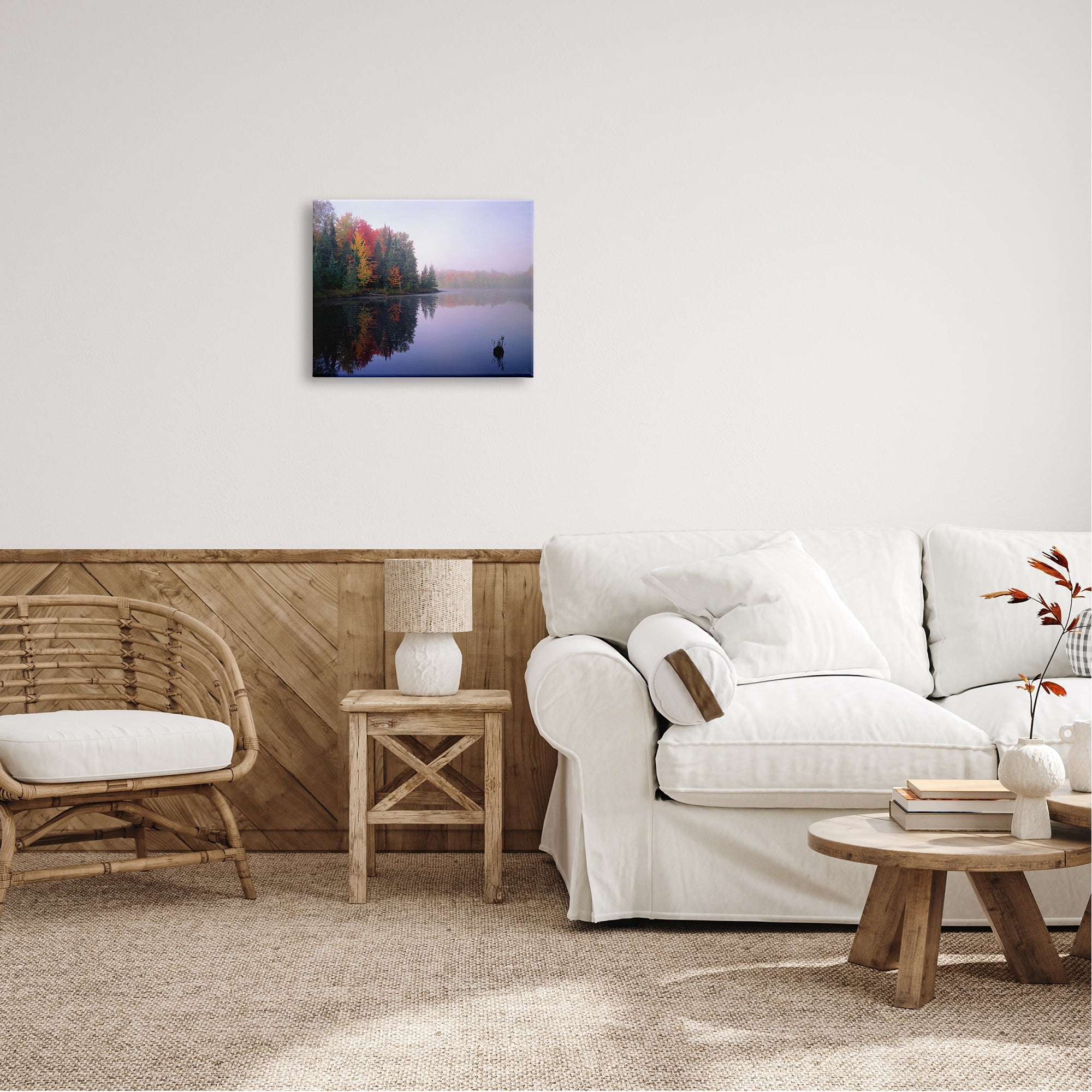 Stupell Industries Quiet Lakeside Red Foliage Trees Water Reflection Canvas Wall Art, 20 x 16, Design by Jim Becia