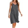 thumbnail image 3 of ClodeEU Women's V Neck Sleeveless Slip Dress, Casual Spaghetti Strap Midi Dress Gray,Women's Plus M, 3 of 7