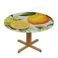 thumbnail image 3 of PIKWEEK  Round Fitted Tablecloth Lemon Flower Leaves Foral Table Cloth with Elastic Edged Waterproof Wipeable Round Table Cover for Patio Parties Outdoor Decor White, 3 of 7