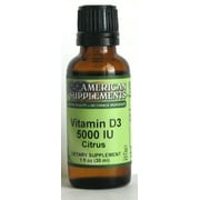 Angle View: Vitamin D3 5000 Citrus with MCT Oil No Chinese Ingredients American Supplements 1 oz Liquid