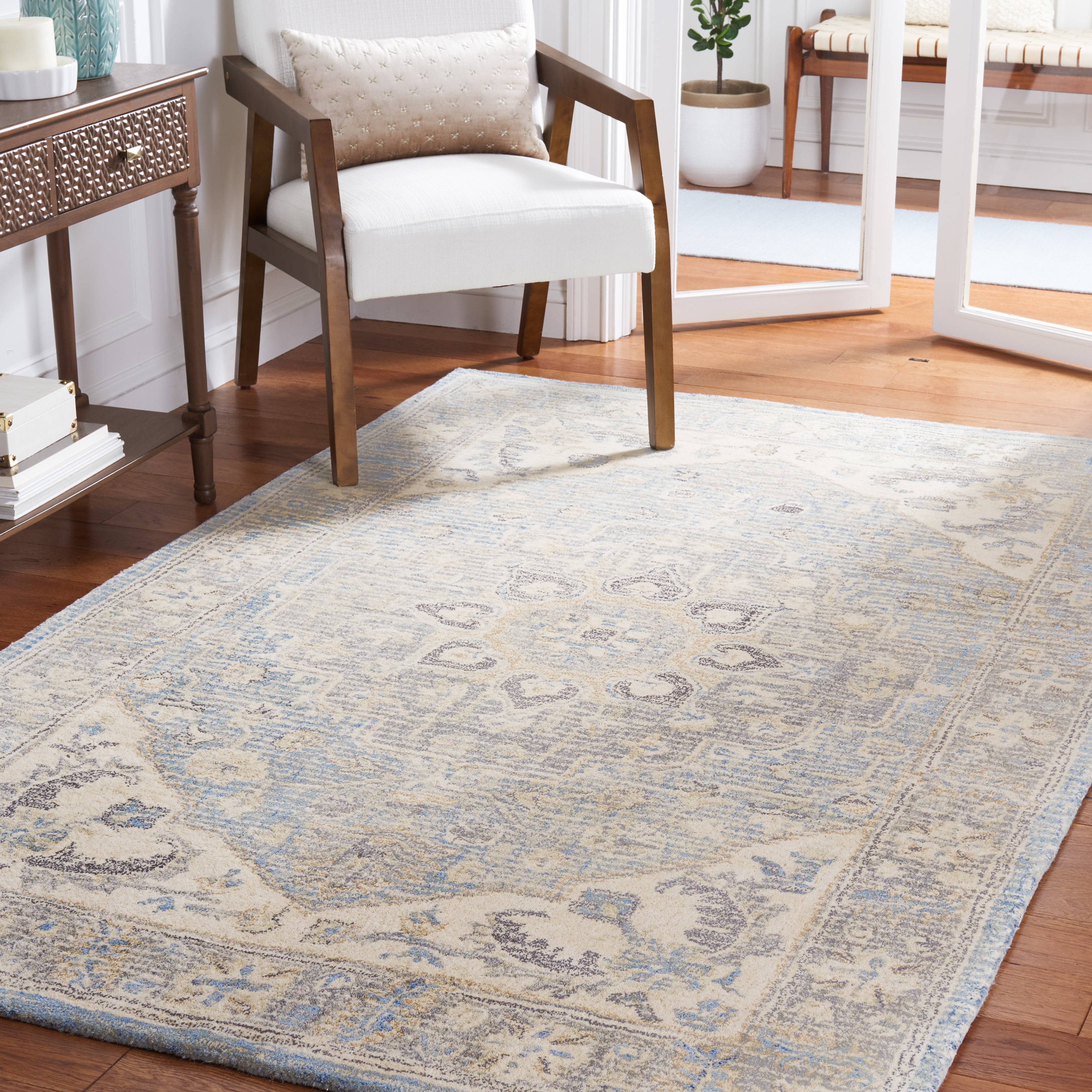 SAFAVIEH Metro Marion Medallion Area Rug, Light Grey/Ivory, 6' x 9'