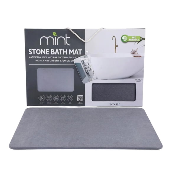 J&V TEXTILES Stone Bath Mat Diatomaceous Earth Shower Mat Non-Slip Super Absorbent Diatomite Stone Mats for Bathroom Floor Quick-Drying Easy to Clean 24''15'' Grey Dove Grey
