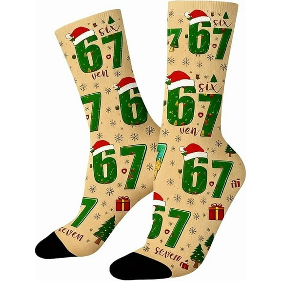 67 Socks 6 7 Meme Novelty Six Seven Crew Socks Funny Gifts For Boys Girls Men Women
