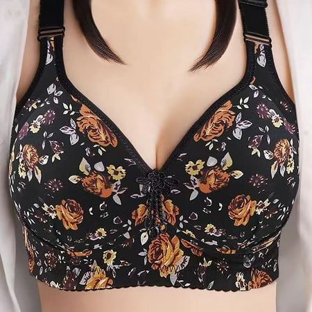 

asdoklhq Lingerie for Women Plus Size Bowknot Printing Comfortable Hollow Out Bra Underwear No Rims
