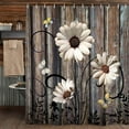 thumbnail image 2 of Rustic Daisy Shower Curtain for Bathroom, Farmhouse Floral Flower Country Butterfly Wooden Decor Bath Curtains, Farm Vintage Barn Door Shower Curtain Sets with Hooks, 69x72 in, 2 of 6