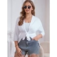 thumbnail image 2 of FlorCurve Plus Size Cardigans for Women 3/4 Sleeve Ruffle Cardigans Casual Lightweight Open Front Cover Up, White 3XL, 2 of 6