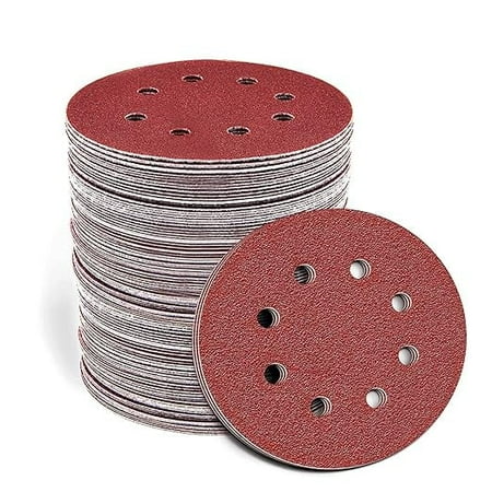 

DGPERTE 100PCS 125mm Sanding Discs Round 8 Hole Sanding Discs Pads 40/60/80/100/150/180/240/320/400/600 Hook and Loop Sandpaper for Random Orbital Sander
