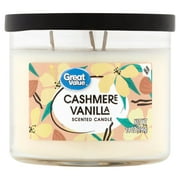 Great Value Scented Candle, 3 Wick, Cashmere Vanilla, 14 oz