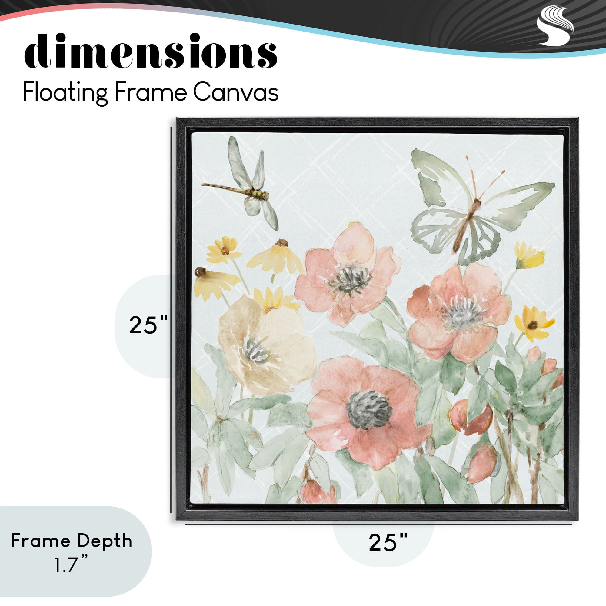 Stupell Industries Garden Joy Butterflies Black Framed Floater Canvas Wall Art, design by Lanie Loreth