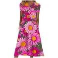 thumbnail image 2 of Fshaion Robe d'Été pour Femmes 2024 Grande Taille Manches Courtes Col en V Imprimée Robe Ample en Liquidation à Moins de 10!, 2 of 5