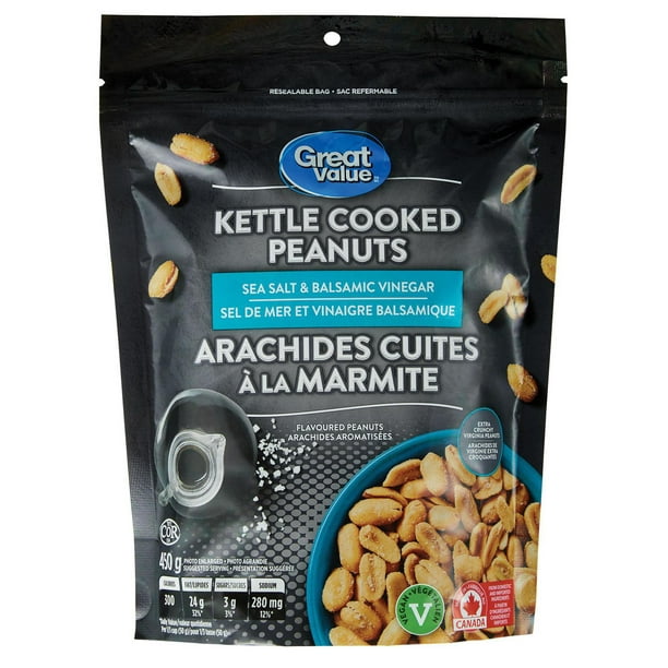 Great Value Sea Salt & Balsamic Vinegar Kettle Cooked Peanuts, 450 g Walmart.ca