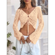 thumbnail image 5 of Suéter de Punto Estilo Bohemio con Hombros Descubiertos y Mangas Acampanadas para Mujer, Color Albaricoque, Talla M, 5 of 8