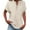 Beige, variant on Women's Crinkled V-Neck Short Sleeve Top - Rolled Cuff Button Detail Casual Tee | Yubnlvae | Women's Fashionable And Casual Solid Color V Neck Wrinkle Cloth (Beige | 4XL)