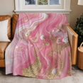 thumbnail image 2 of Impressionist Style Flannel Blanket for Bed,Travel and Camping, Abstract Art Pink Gold Water Ripple Super Soft Cozy Blanket for All Seasons 60"x80", 2 of 7