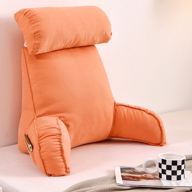 Almohada de lectura de respaldo grande con almohada para brazos y cuello Relleno de algodón perlado, almohada cómoda y de soporte completo para el cabello