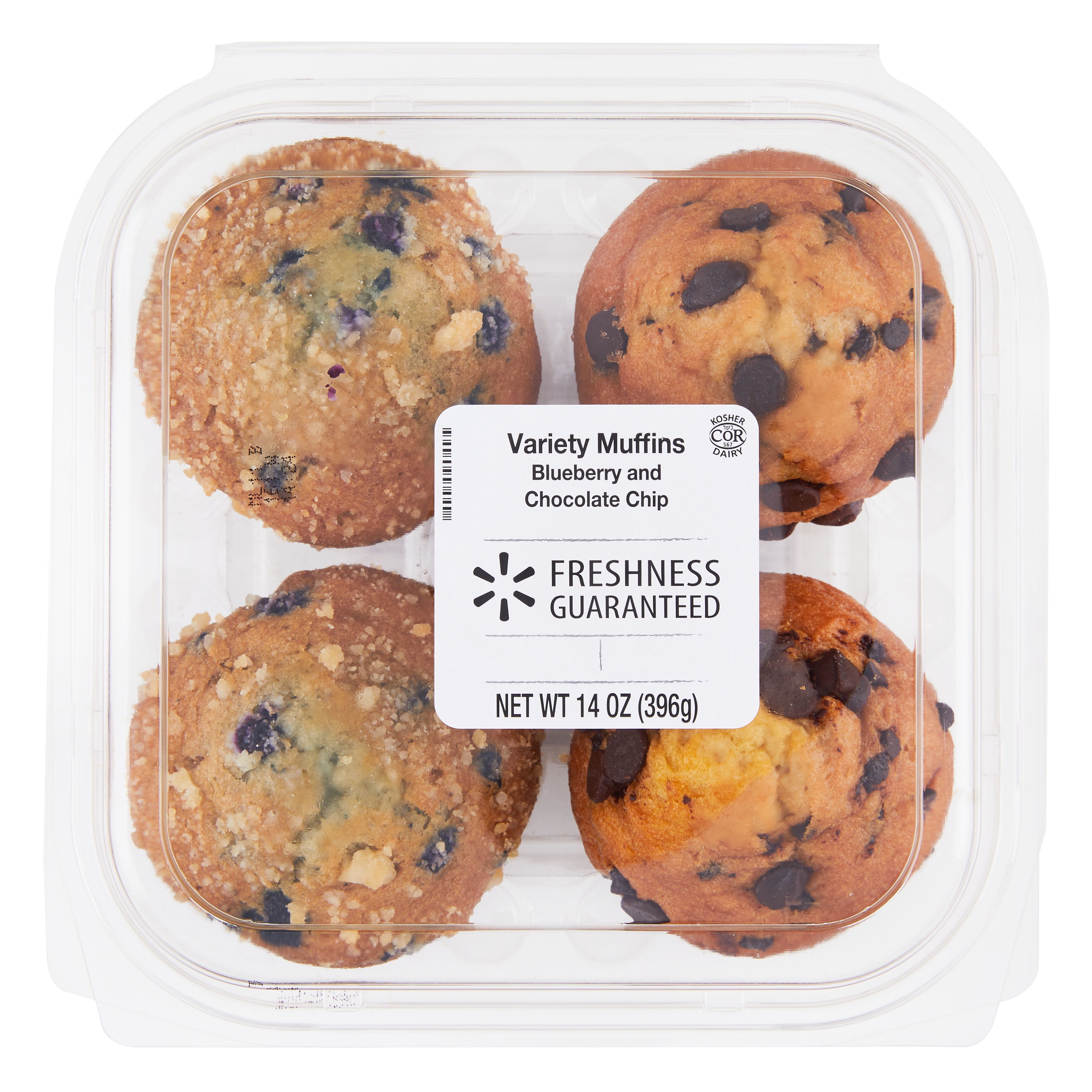 Freshness Guaranteed Blueberry & Chocolate Chip Muffin Variety Pack, 14 oz, 4 Count