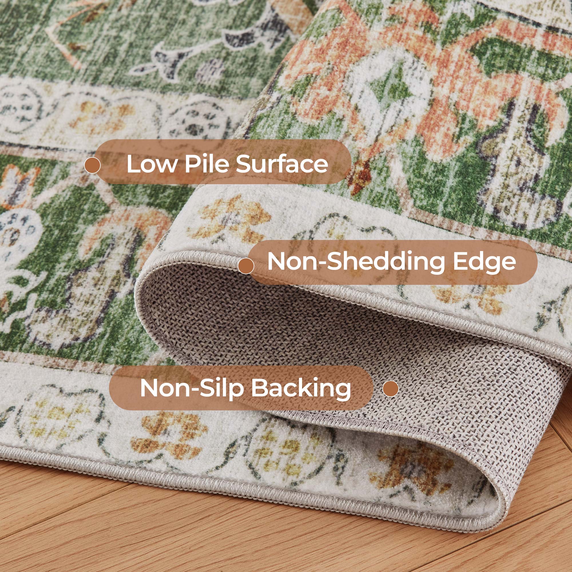 Kokia 6x9 Oriental Area Rug Living Room Washable Non Slip Boho Soft Rugs Bedroom Dining Room Decor-Green