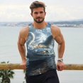 thumbnail image 6 of Daiia Fantasy Swan Yacht Design Printed Men's Quick Dry Fit Muscle Tank Top Slim-Fit Tank Workout Tank Top Lightweight Sports Tank Top-X-Large, 6 of 7