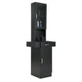 thumbnail image 3 of Imerelez Classic Barber Station, Salon Station with Locking Drawer, Glass Door, Storage Cabinets, Dryer Holders, Wood Hair Styling Equipment, Black, 3 of 8