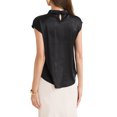thumbnail image 3 of INSPIRE CHIC Women's Elegant Satin Cap Sleeve Pleated Neck Blouse for Casual Office Wear XL Black, 3 of 6