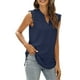 thumbnail image 2 of Txlixc, camisetas sin mangas de verano para mujer, sin mangas, lisas/flores/hojas, camisas de encaje con cuello en V, chaleco informal suelto para mujer Txlixc  Estilo de ocio, 2 of 5