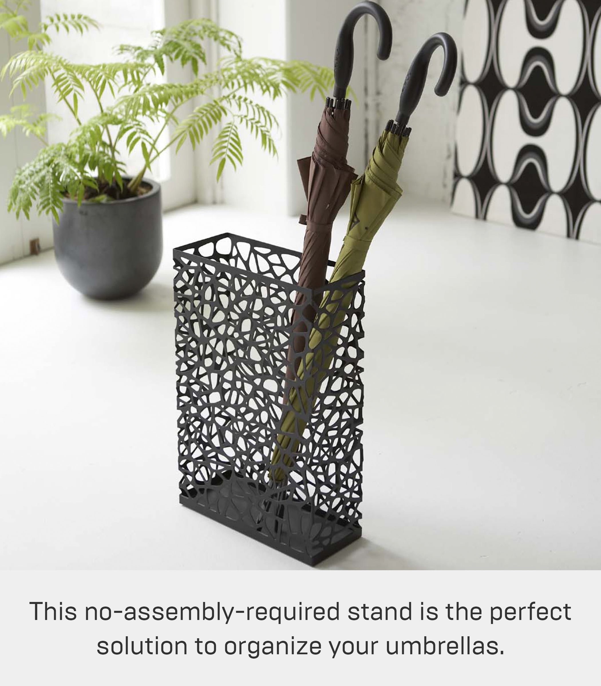 Yamazaki Home Umbrella Stand - Two Styles, Black, Steel, Rectangle,  Holds up to 10 umbrellas, No Assembly