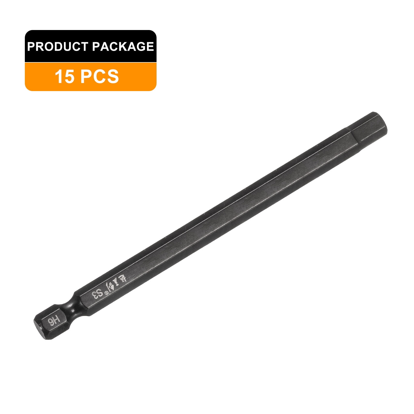 Uxcell 15pcs Hex Head Wrench Drill Bit 6mm(H6) Metric 1/4" Hex Shank 4"(100mm) Length S3 Steel Magnetic Impact Drivers Screwdriver Bit Industrial Grade Hexagon Electric Drill Bits
