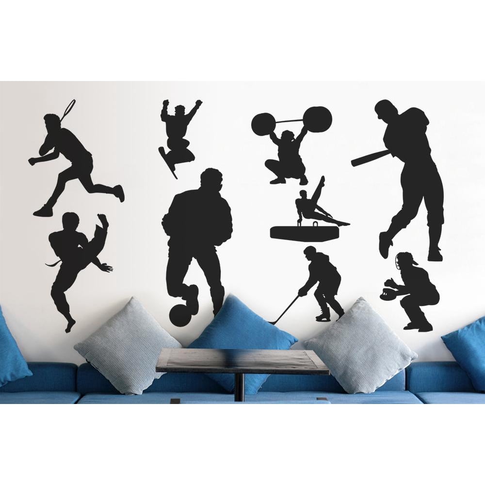 Black Assorted Sports Silhouettes Wall Decal Sticker Set by Wallmonkeys