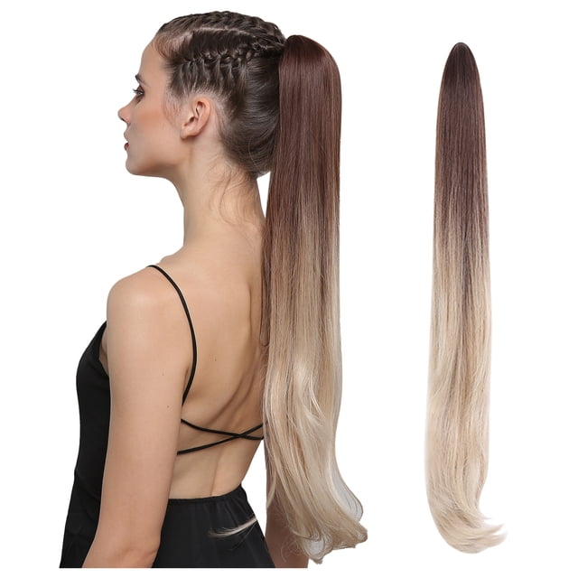 Perruque Queue de Cheval Féminine Longue Lisse Extension de Cheveux Perruque Queue de Cheval Féminine, Attrape les Cheveux