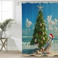 thumbnail image 2 of Extra Long Shower Curtain 72x84 Inch, Coastal Christmas Shower Curtain Waterproof Bathroom Decor Xmas Tree Beach Nuatical Fabric Bath Curtain Set Accessories with Hooks, 2 of 6