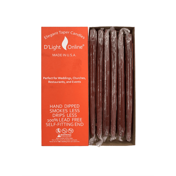 D'light Online Elegant Individually Cello Wrapped Set of 12 Chocolate 10 Inch Taper Candles