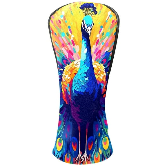 Golf Club Covers, Peacock Premium PU Leather Driver Hybrid Putter Head Covers with Velvet Lining, Waterproof Golf Gifts for Men Women