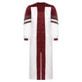 thumbnail image 3 of TiaoBug Men Color Block Clergy Church Robe Loose Fit Long Sleeve Graduation Maxi Gown Burgundy XXL, 3 of 7