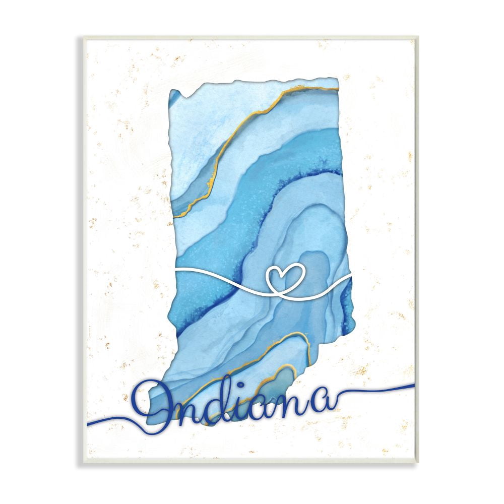 Stupell Industries Indiana Agate Blue US State Design Wall Plaque by Ziwei Li