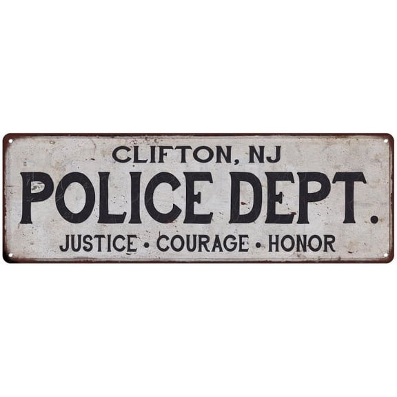 CLIFTON, NJ POLICE DEPT. Home Decor Metal Sign Gift 6x18 106180012367