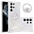 thumbnail image 1 of Funda para Samsung Galaxy S22 Ultra 5G con Brillo Líquido Flotante, Purpurina, Parachoques y Anillo Giratorio Soporte, 1 of 5