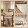 thumbnail image 2 of REGALWOVEN Couch Pillow Cases 1 Pack Soft Pom-poms Velvet Throw Pillow Covers for Farmhouse Home Decor Beige 18" x 18", 2 of 5